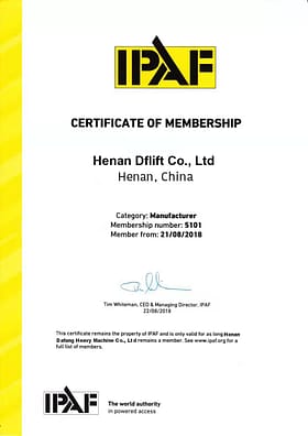 Certifications IPAF dflift