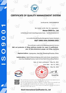 Certifications ISO dflift