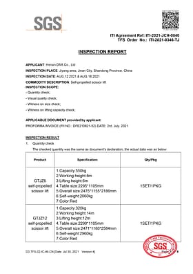 Certifications SGS dflift